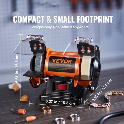 Jewelry Polisher, Bench Grinder Polishing & Buffing Machine, 3590RPM Bench Lathe Polisher with 1 Wool Wheel & 1 Abrasive Fiber Wheel & 1 Grinding Wheel & 100pcs Tools - Image 4
