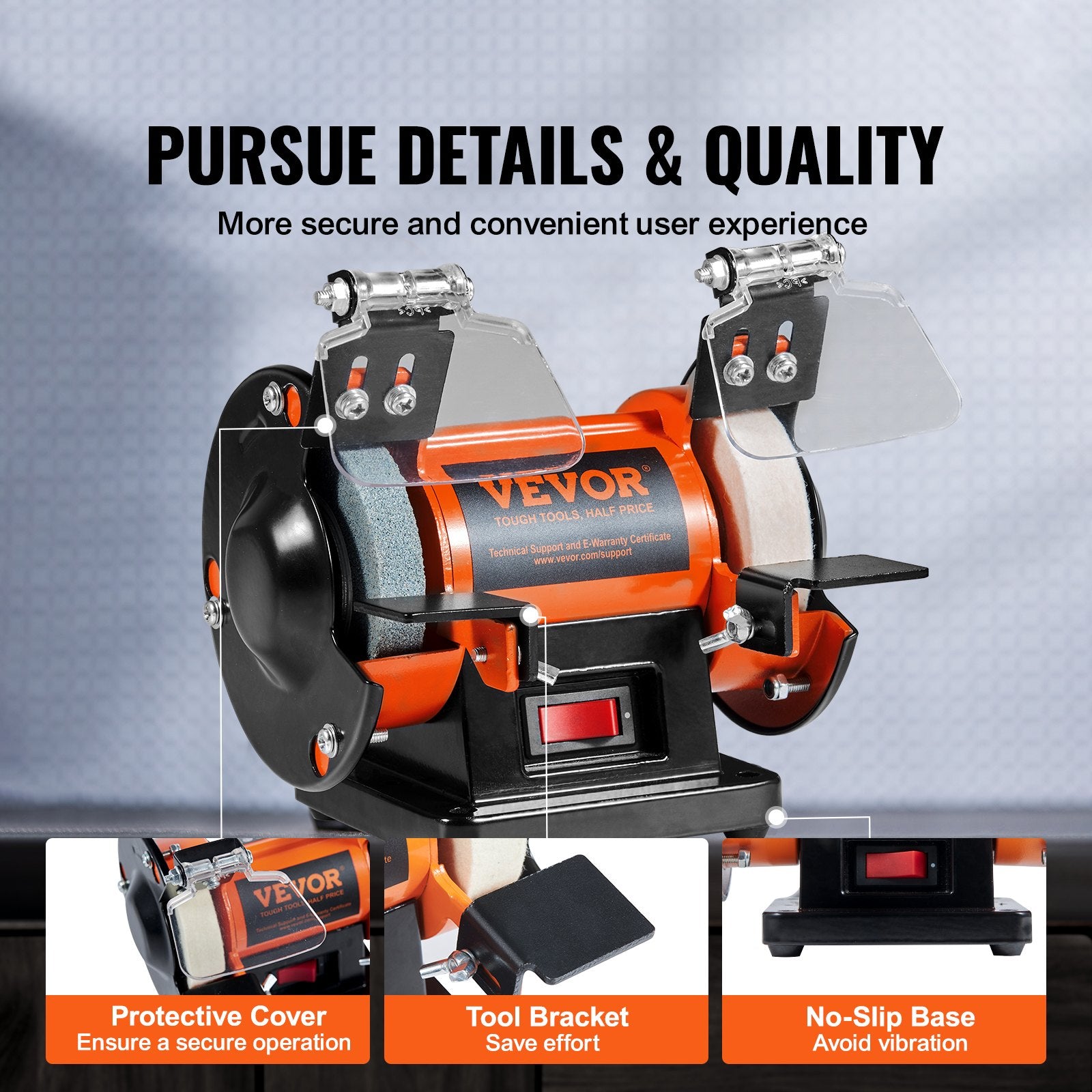 Jewelry Polisher, Bench Grinder Polishing & Buffing Machine, 3590RPM Bench Lathe Polisher with 1 Wool Wheel & 1 Abrasive Fiber Wheel & 1 Grinding Wheel & 100pcs Tools - Image 5