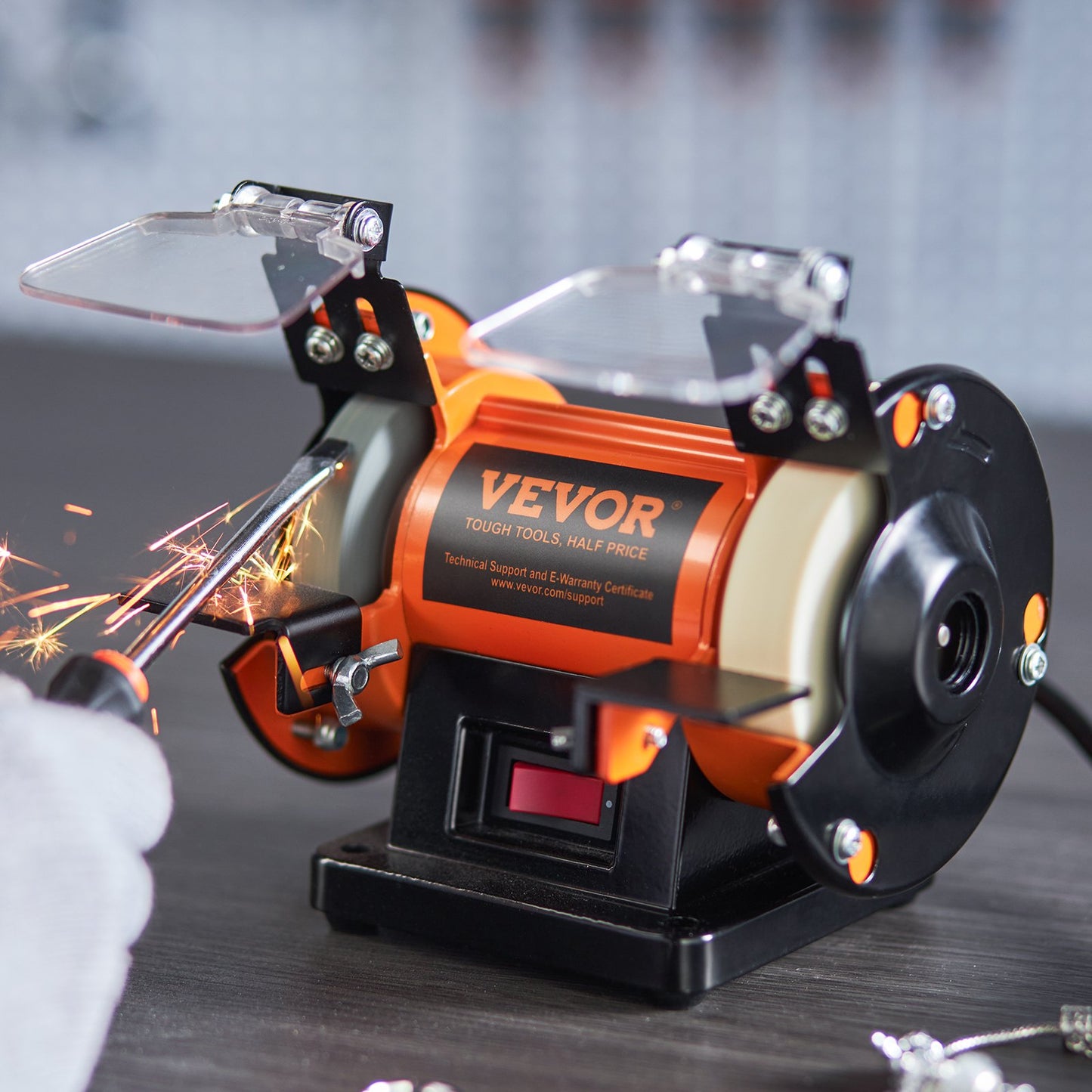 Jewelry Polisher, Bench Grinder Polishing & Buffing Machine, 3590RPM Bench Lathe Polisher with 1 Wool Wheel & 1 Abrasive Fiber Wheel & 1 Grinding Wheel & 100pcs Tools - Image 8