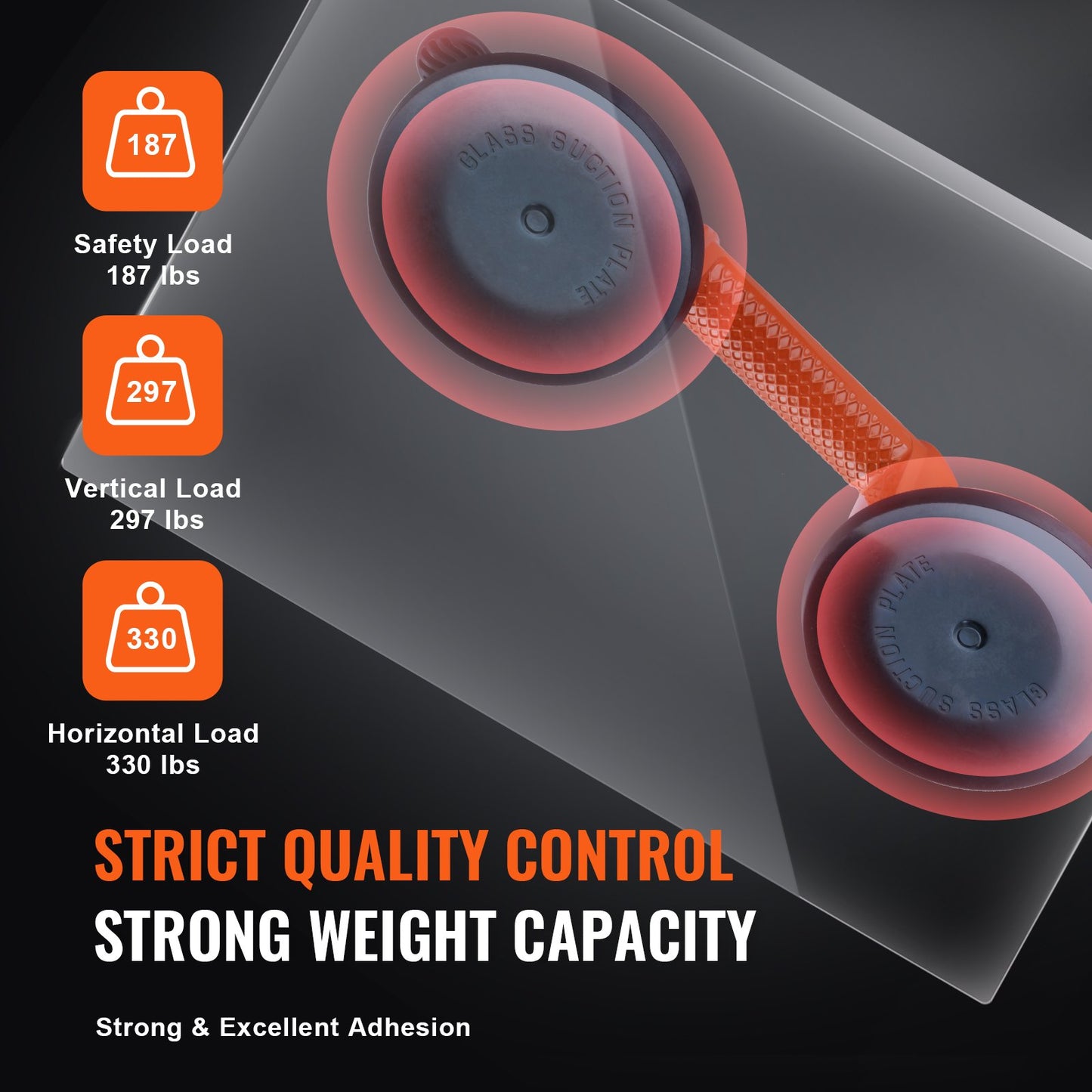 Glass Suction Cup, 119 mm 2 Pack 150 kg Load Capacity, Vacuum Suction Cup with Aluminum Handle, Heavy Duty Industrial Suction Cup Lifter Tool for Glass, Granite, Tile, Metal, Wood Panel Lifting - Image 4