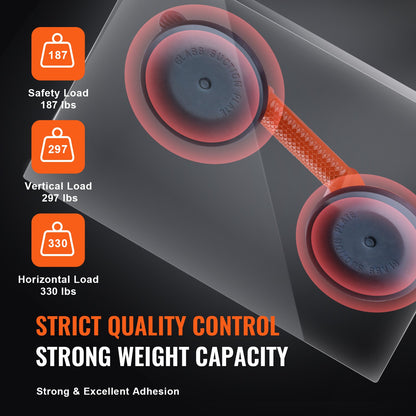 Glass Suction Cup, 119 mm 2 Pack 150 kg Load Capacity, Vacuum Suction Cup with Aluminum Handle, Heavy Duty Industrial Suction Cup Lifter Tool for Glass, Granite, Tile, Metal, Wood Panel Lifting - Image 4