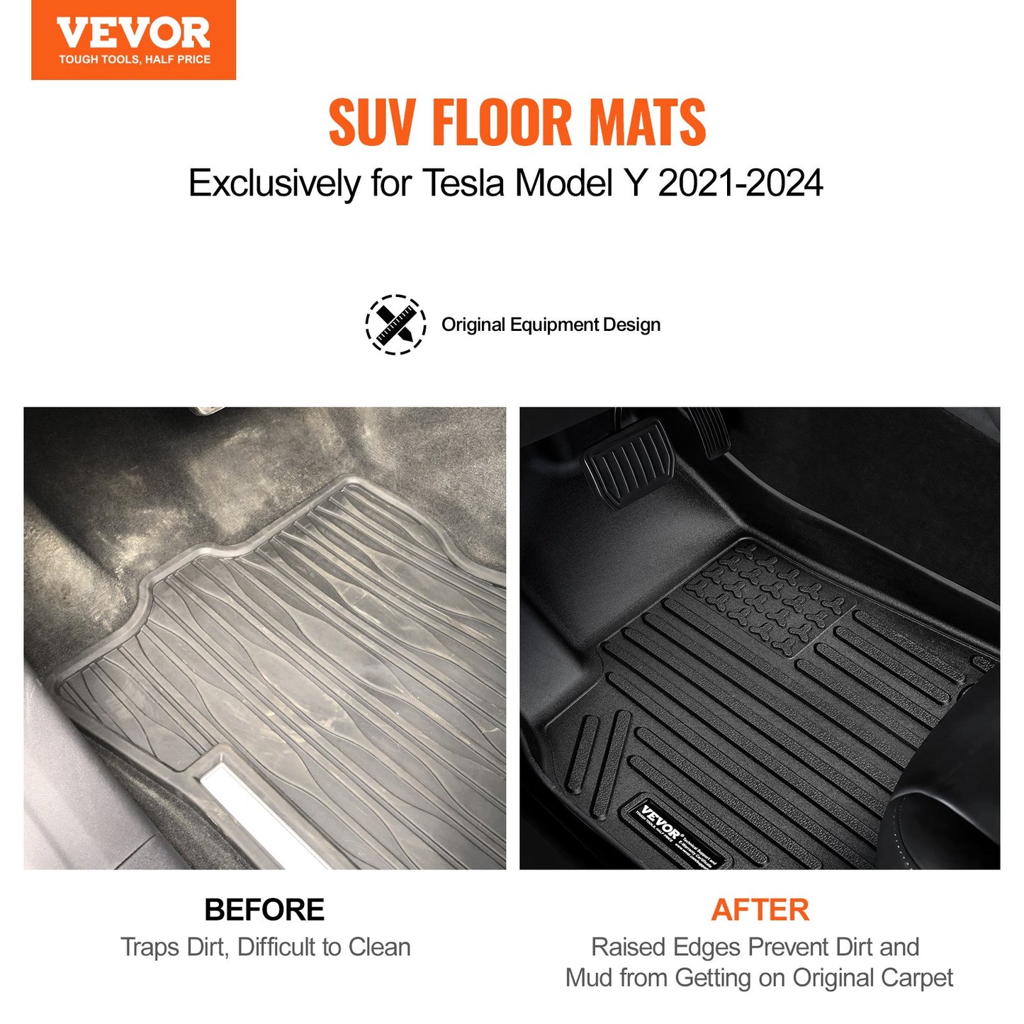 Automotive Floor Mats Fits for Tesla Model Y 2021-2024 3 pcs TPE Liners - Image 2