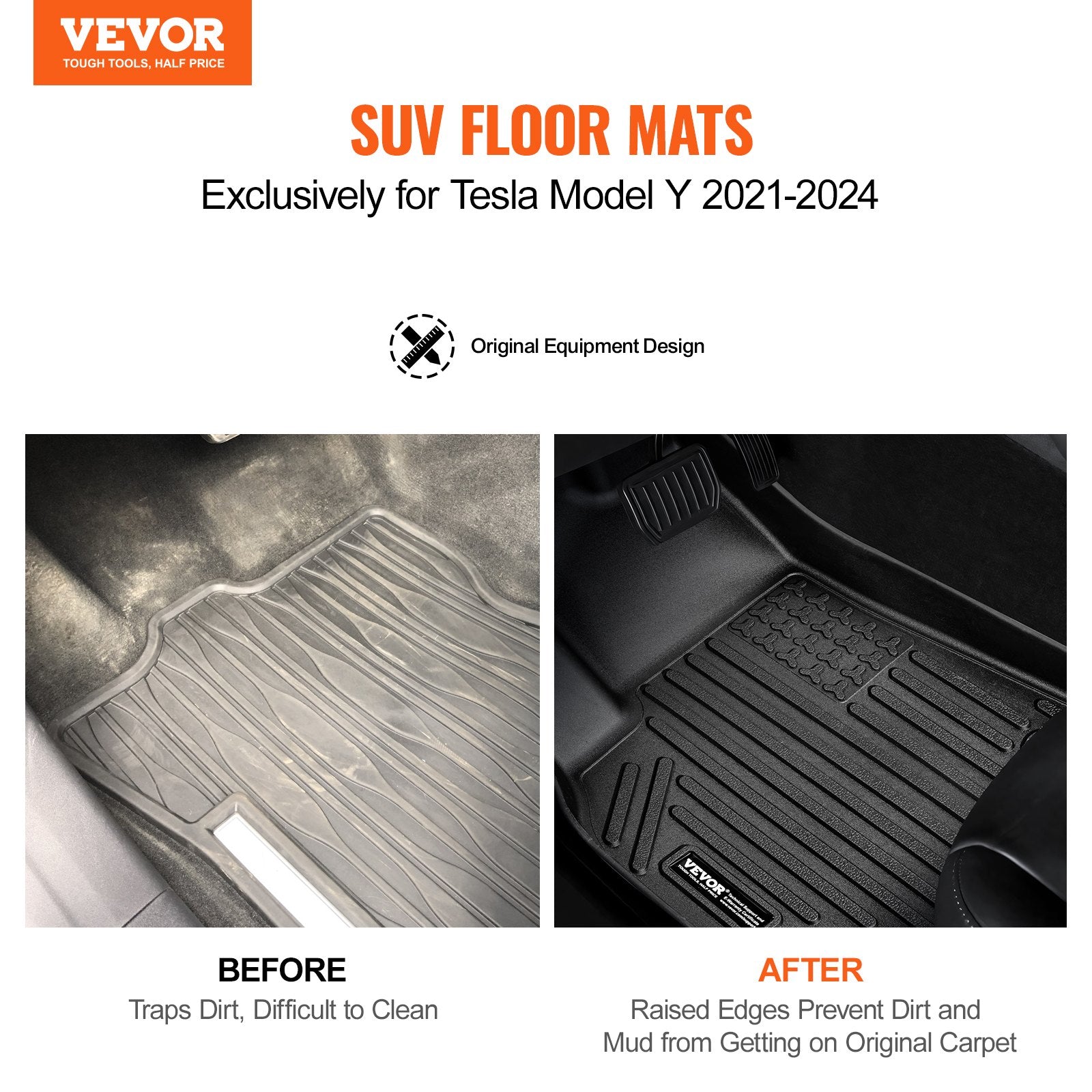 Automotive Floor Mats Fits for Tesla Model Y 2021-2024 3 pcs TPE Liners - Image 2