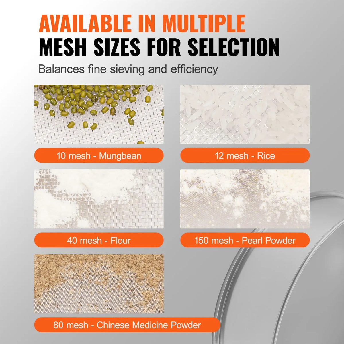 Flour Sieve Fine Mesh, 80 Mesh Flour Sifter, 304 Stainless Steel Fine Mesh Sifter Food-grade, Dia. 12.6" Fine Mesh Strainers for Baking, 5 Sizes Mesh hole for Mungbean, Rice, Flour, Pearl Powder - Image 3
