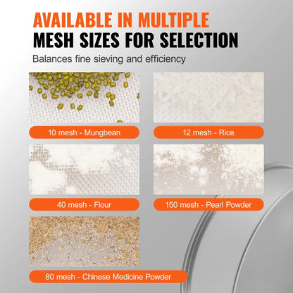 Flour Sieve Fine Mesh, 80 Mesh Flour Sifter, 304 Stainless Steel Fine Mesh Sifter Food-grade, Dia. 12.6" Fine Mesh Strainers for Baking, 5 Sizes Mesh hole for Mungbean, Rice, Flour, Pearl Powder - Image 3