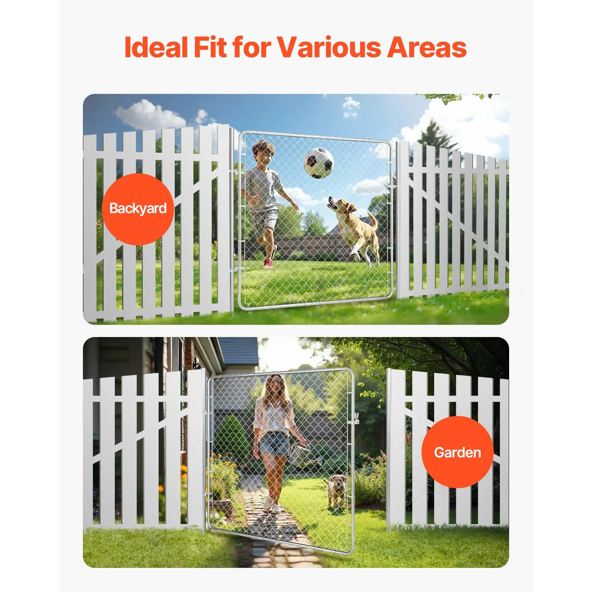 Chain Link Fence Gate, 70 x 72 in, Adjustable Chain Link Fence Panel, Fit 3 ft (W) x 4 ft (H) Garden Fence Gate Opening, Rust-Resistant Galvanized Fencing Gate for Farm Posts Not Included - Image 6