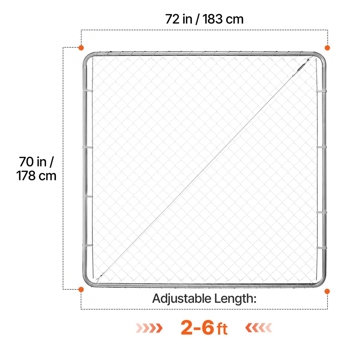 Chain Link Fence Gate, 70 x 72 in, Adjustable Chain Link Fence Panel, Fit 3 ft (W) x 4 ft (H) Garden Fence Gate Opening, Rust-Resistant Galvanized Fencing Gate for Farm Posts Not Included - Image 8