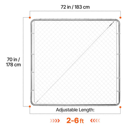 Chain Link Fence Gate, 70 x 72 in, Adjustable Chain Link Fence Panel, Fit 3 ft (W) x 4 ft (H) Garden Fence Gate Opening, Rust-Resistant Galvanized Fencing Gate for Farm Posts Not Included - Image 8
