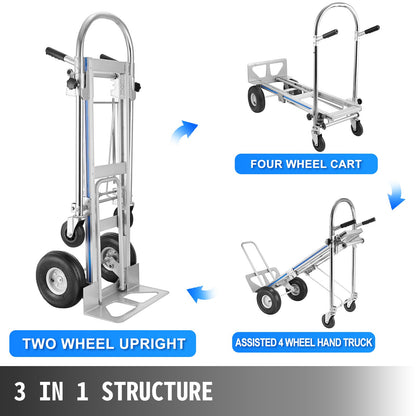 Aluminum Hand Truck 3 in 1 Folding Hand Truck Convertible Hand Truck and Dolly - Image 4
