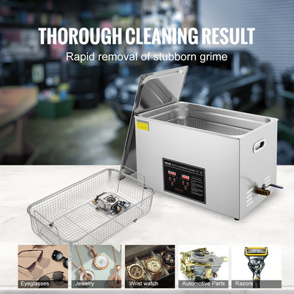 Ultrasonic Cleaner with Digital Timer & Heater, Professional Ultra Sonic Jewelry Cleaner, Stainless Steel Heated Cleaning Machine for Glasses Watch Rings Small Parts Circuit Board (30L) - Image 5