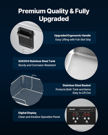 15L Ultrasonic Cleaner, Professional Ultrasonic Cleaner Machine with Cleaning Basket & Digital Display, 240W Stainless Steel 40kHz Industrial Cleaning Machine for Parts, Carburetors, Instruments - Image 5