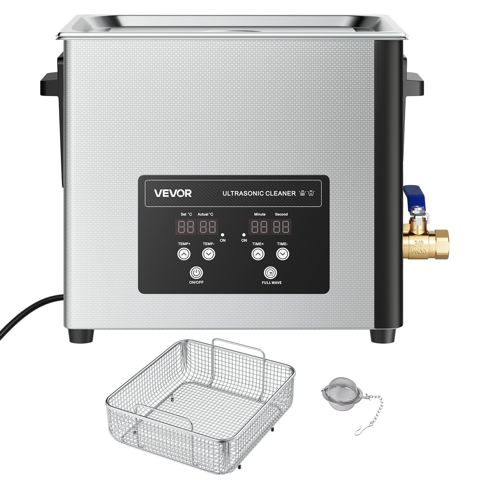 15L Ultrasonic Cleaner, Professional Ultrasonic Cleaner Machine with Cleaning Basket & Digital Display, 240W Stainless Steel 40kHz Industrial Cleaning Machine for Parts, Carburetors, Instruments - Image 9