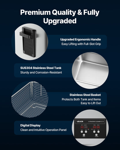 30L Ultrasonic Cleaner, Professional Ultrasonic Cleaner Machine with Cleaning Basket & Digital Display, 480W Stainless Steel 40kHz Industrial Cleaning Machine for Parts, Carburetors, Instruments - Image 5