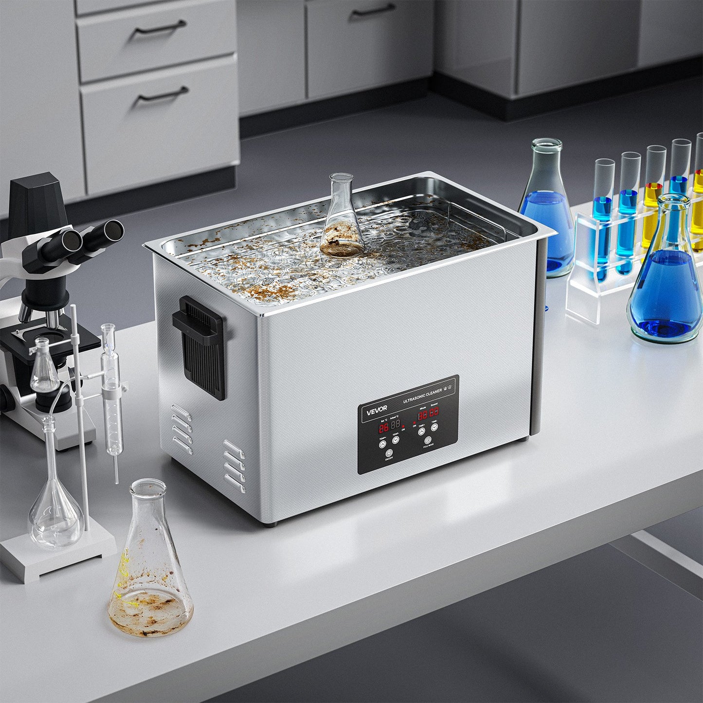 30L Ultrasonic Cleaner, Professional Ultrasonic Cleaner Machine with Cleaning Basket & Digital Display, 480W Stainless Steel 40kHz Industrial Cleaning Machine for Parts, Carburetors, Instruments - Image 8