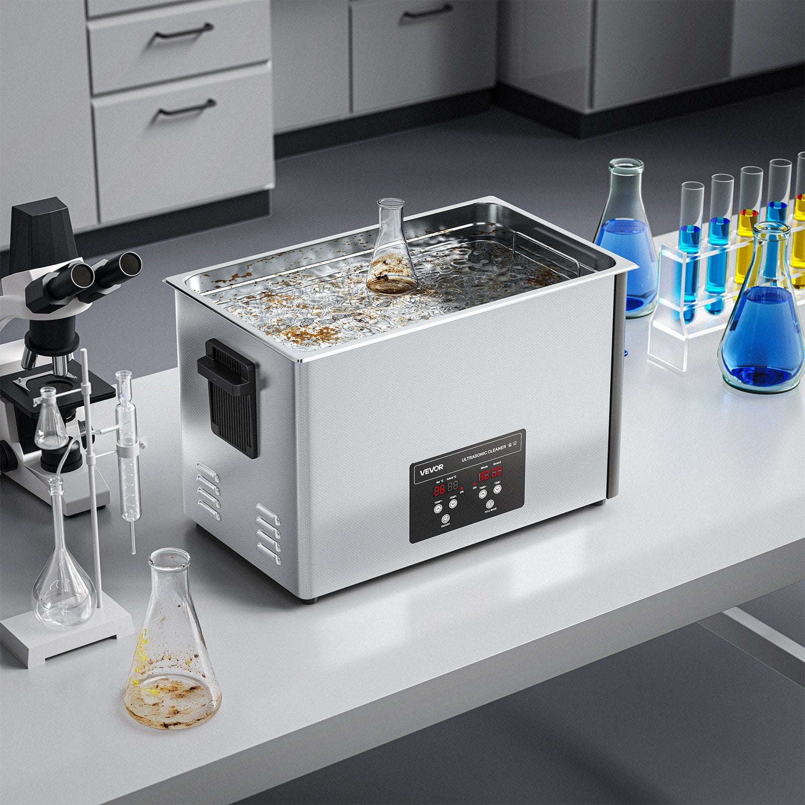 30L Ultrasonic Cleaner, Professional Ultrasonic Cleaner Machine with Cleaning Basket & Digital Display, 480W Stainless Steel 40kHz Industrial Cleaning Machine for Parts, Carburetors, Instruments - Image 8