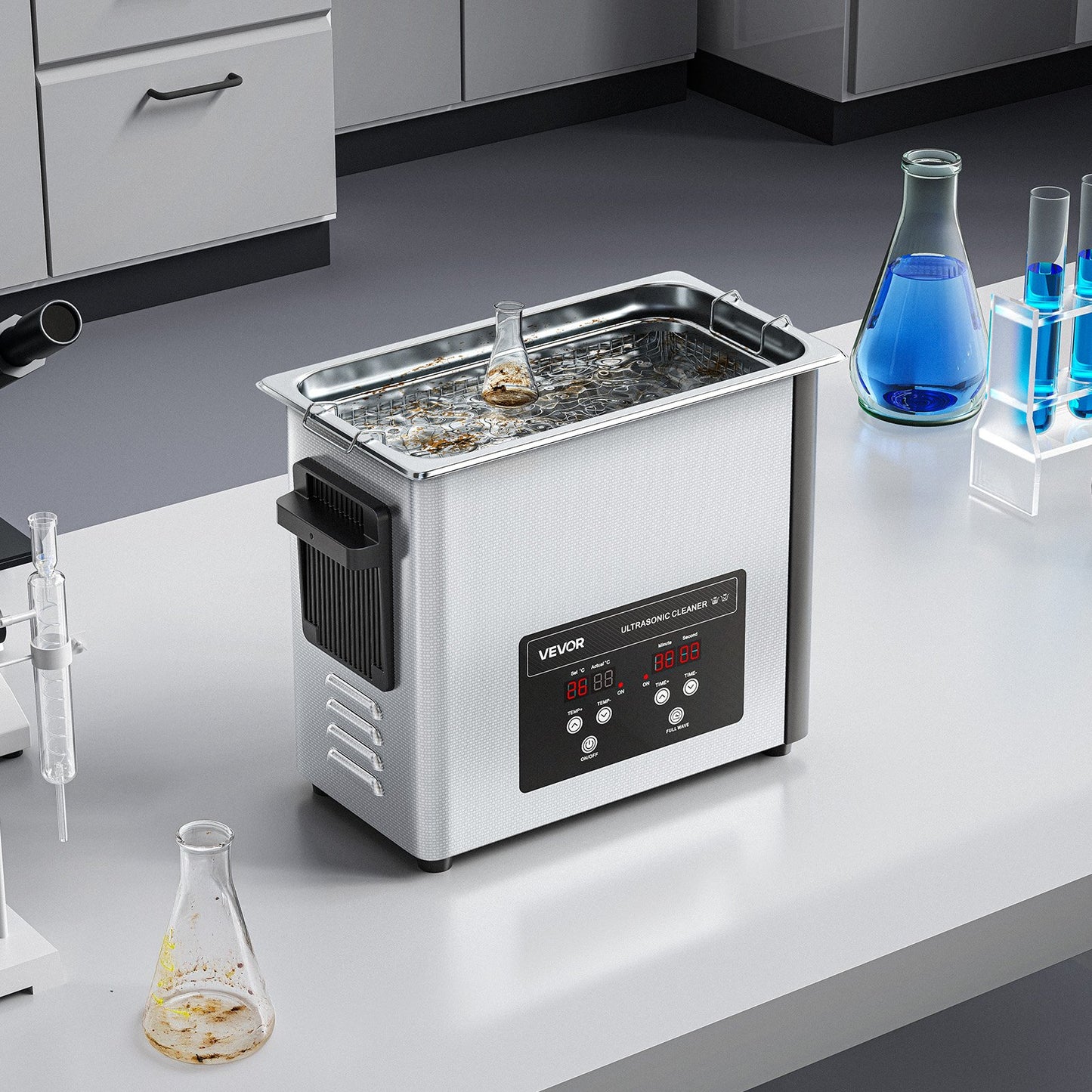 6L Ultrasonic Cleaner, Professional Ultrasonic Cleaner Machine with Cleaning Basket & Digital Display, 120W Stainless Steel 40kHz Cleaning Machine for Watches, Razors, Jewelry, Coins and More - Image 8