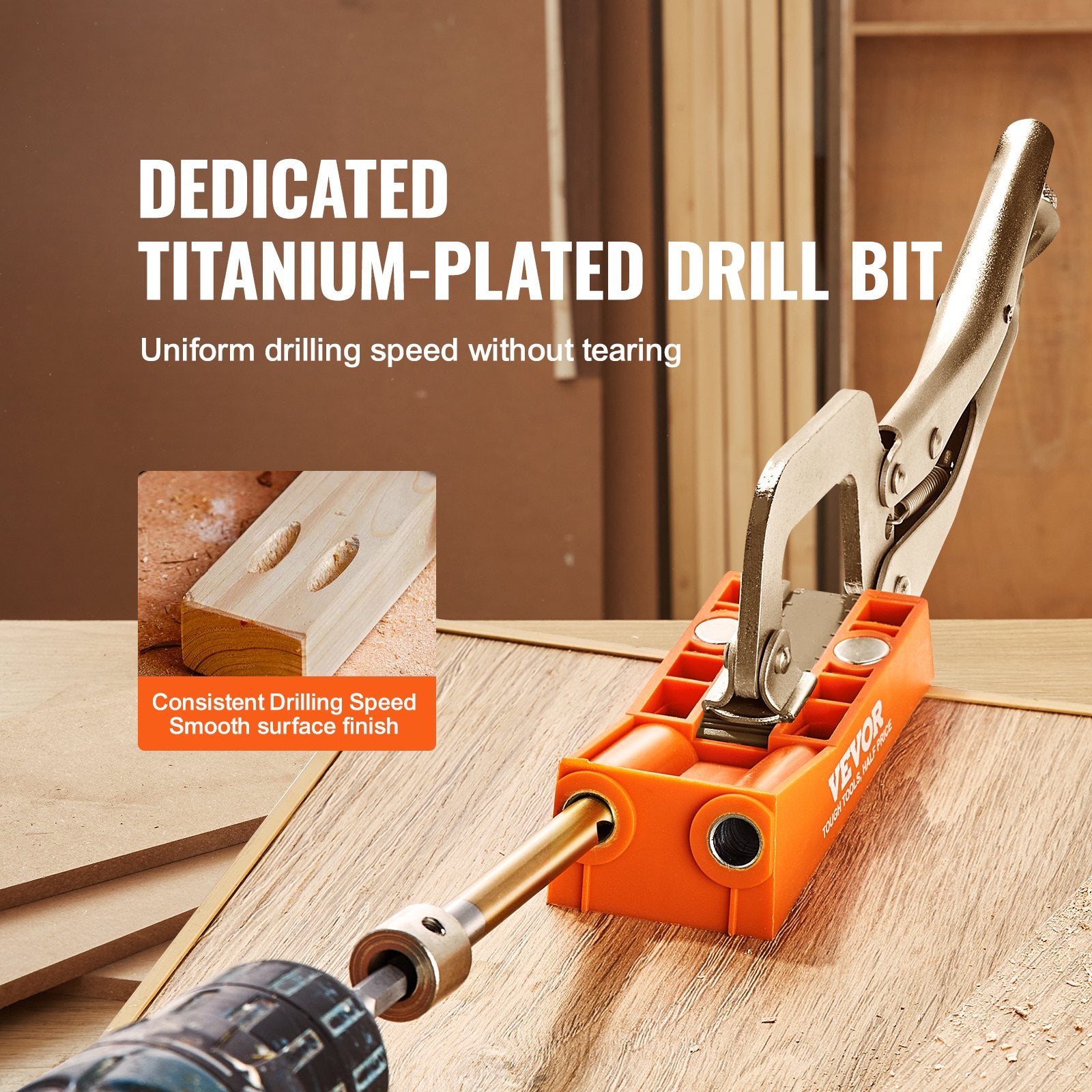 Pocket Hole Jig, 56 Pcs Mini Jig Pocket Hole System with C-clamp, Step Drill, Wrench, Drill Stop Ring, Square Drive Bit, and Screws, for DIY Carpentry Projects - Image 4