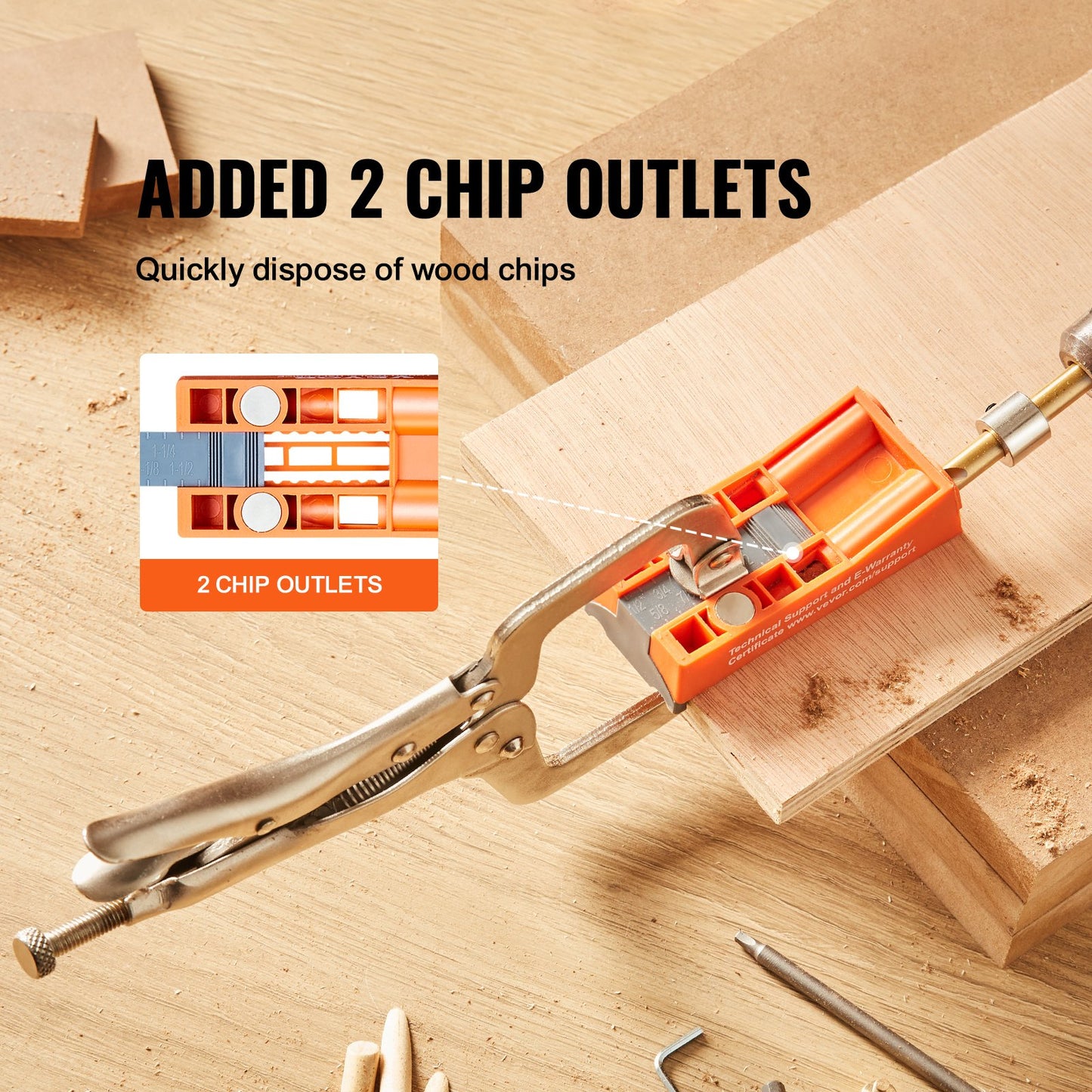 Pocket Hole Jig, 56 Pcs Mini Jig Pocket Hole System with C-clamp, Step Drill, Wrench, Drill Stop Ring, Square Drive Bit, and Screws, for DIY Carpentry Projects - Image 5