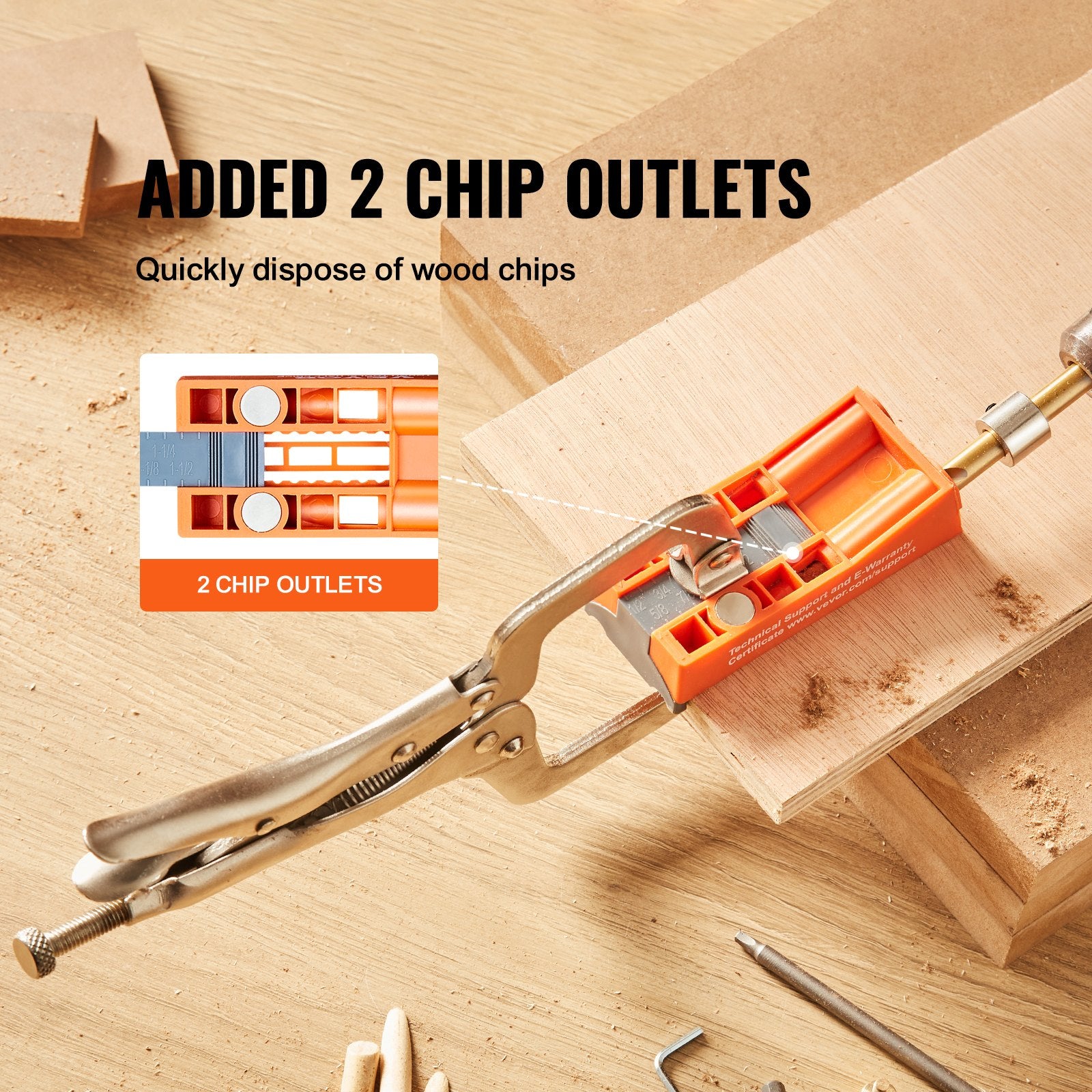 Pocket Hole Jig, 56 Pcs Mini Jig Pocket Hole System with C-clamp, Step Drill, Wrench, Drill Stop Ring, Square Drive Bit, and Screws, for DIY Carpentry Projects - Image 5