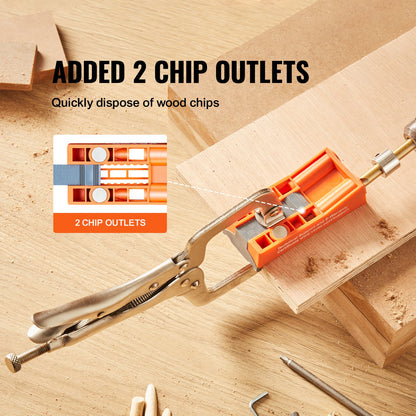 Pocket Hole Jig, 56 Pcs Mini Jig Pocket Hole System with C-clamp, Step Drill, Wrench, Drill Stop Ring, Square Drive Bit, and Screws, for DIY Carpentry Projects - Image 5