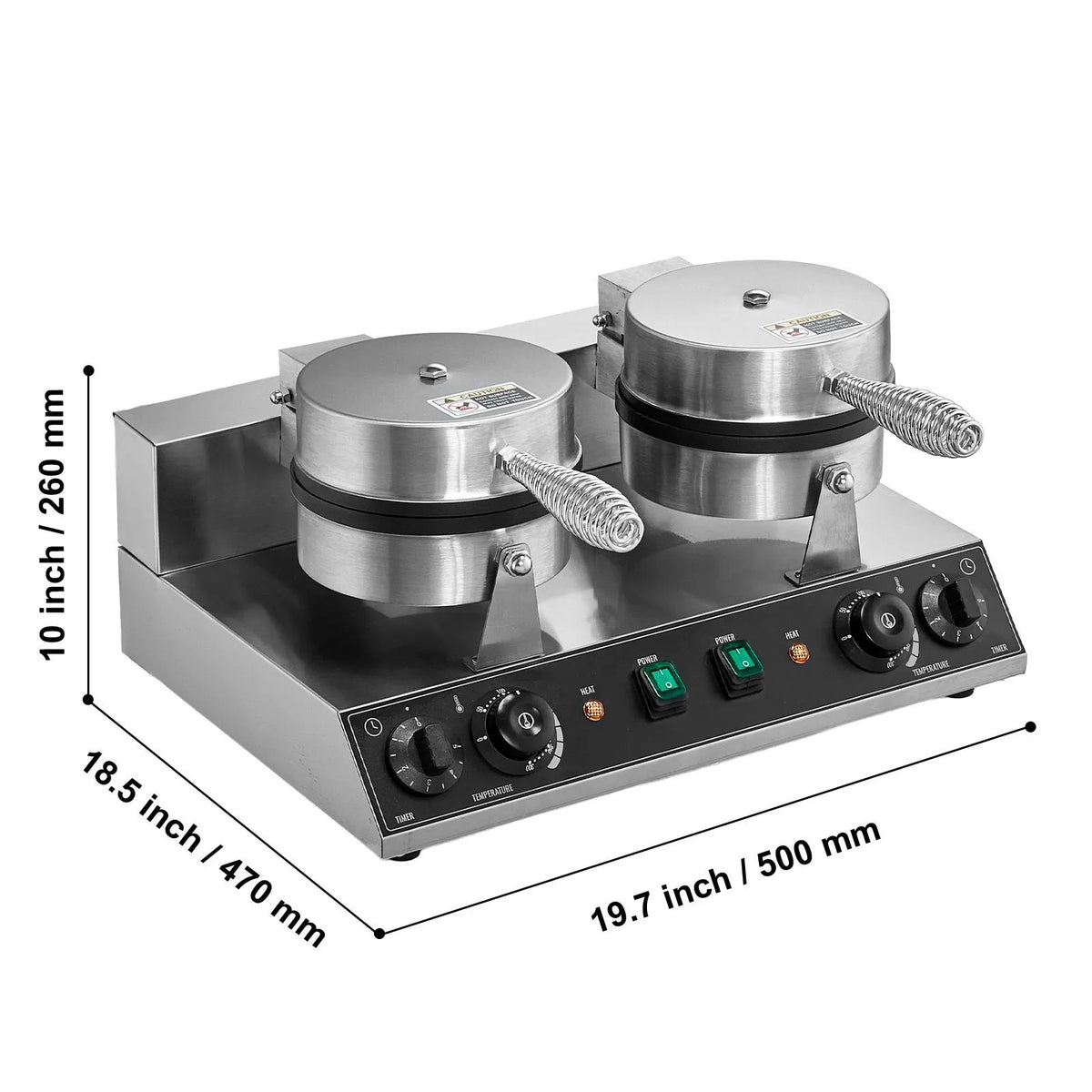 Commercial Waffle Maker, Dual-Head Round Waffle Baker Machine, 2460W Non-Stick Stainless Steel Belgian Waffle Iron with Temp and Time Control, Handle, for Restaurant Bakery Snack Bar Family - Image 8