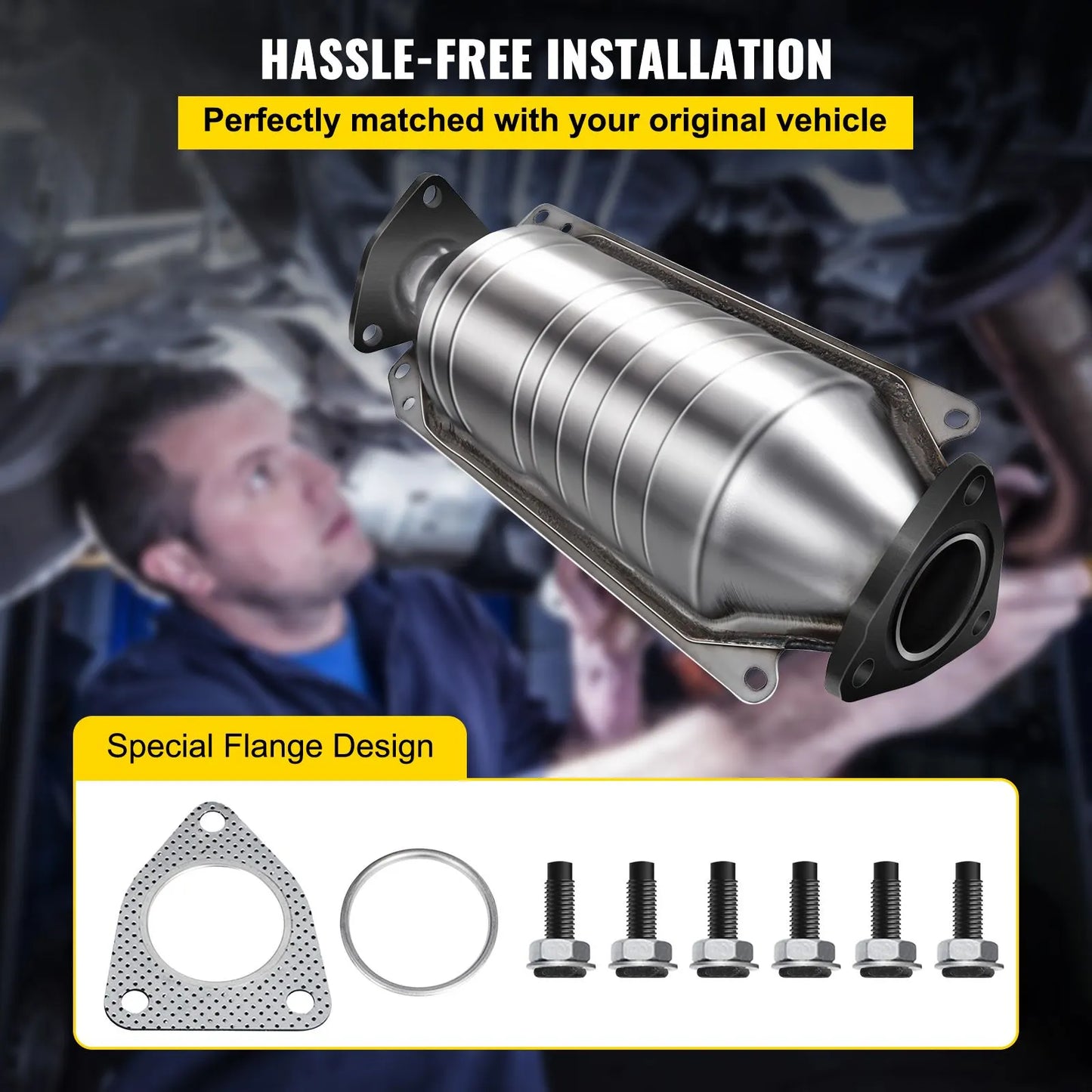 Catalytic Converter Compatible with 1998-2002 Honda Accord 2.3L, Direct-Fit High Flow Series Cat Converter, Stainless Steel Exhaust Converter Pipe with Flange Design & Gasket (OBD III Compliant) - Image 5