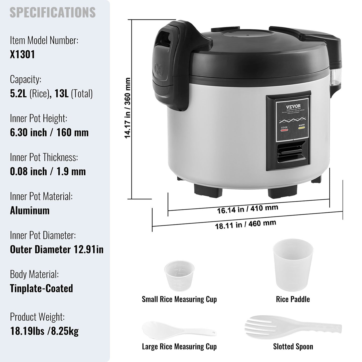 Commercial Rice Cooker 60-Cup Non-Stick Pot 13L 12H Keep Warm Restaurant - Image 7