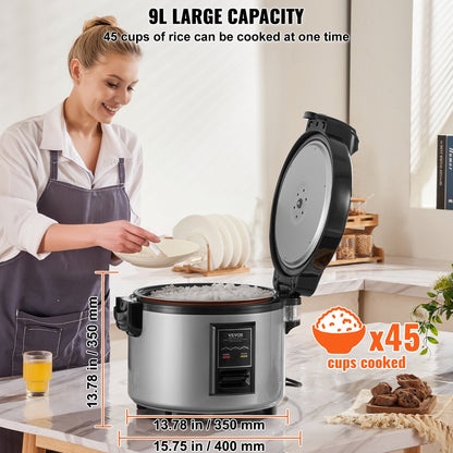 Commercial Rice Cooker, 45-Cup Rice Cooker, 9 Liter Large Rice Cooker and Warmer with Nonstick Inner Pot, Fast Cooking and 12-Hour Keep Warm, with Rice Cup and Paddle, for Restaurant - Image 3