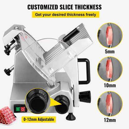 Commercial Meat Slicer, 200W Electric Deli Food Slicer, 350-400RPM Meat Slicer with 8" Carbon Steel Blade, 0 - 0.47 inch Adjustable Thickness Electric Meat Slicer for Home and Commercial Use - Image 4
