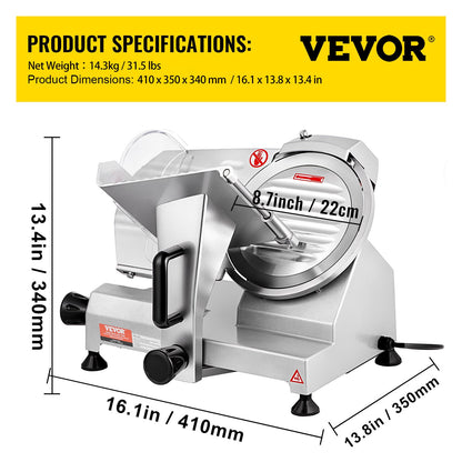 Commercial Meat Slicer, 200W Electric Deli Food Slicer, 350-400RPM Meat Slicer with 8" Carbon Steel Blade, 0 - 0.47 inch Adjustable Thickness Electric Meat Slicer for Home and Commercial Use - Image 7