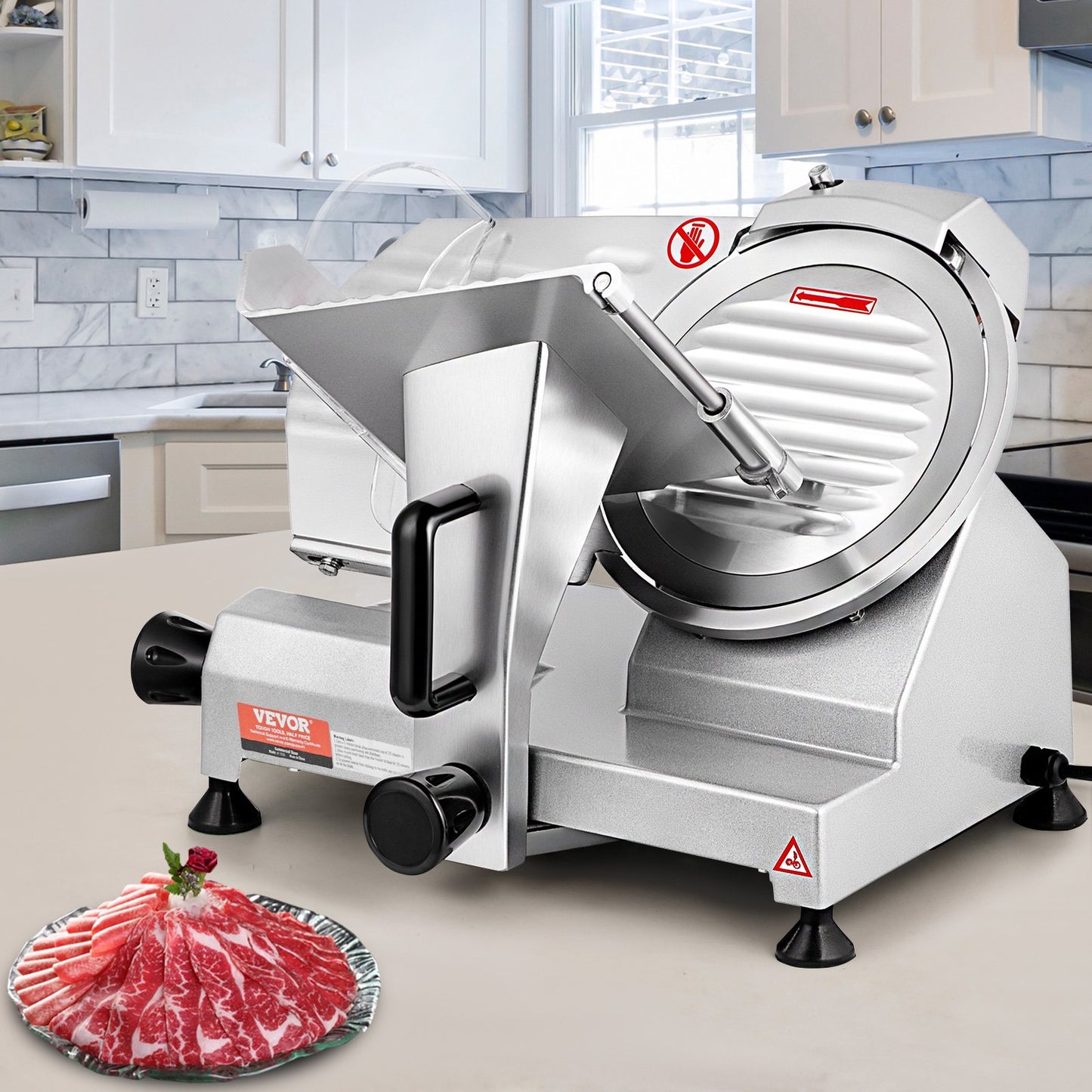 Commercial Meat Slicer, 200W Electric Deli Food Slicer, 350-400RPM Meat Slicer with 8" Carbon Steel Blade, 0 - 0.47 inch Adjustable Thickness Electric Meat Slicer for Home and Commercial Use - Image 8