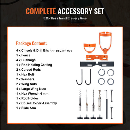 Mortising Attachment for Drill Press, 4 Model Drills Square Hole Chisel Set, Bench Drill Locator Set Mortise and Tenon Tools with 5 Bushings, for Woodworking Mortising Tenoning Drilling Machine - Image 4