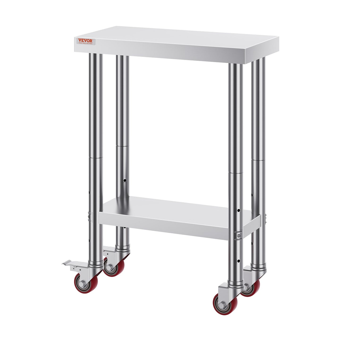 Stainless Steel Work Table with Wheels 24 x 12 x 32 Inch Prep Table with 4 Casters Heavy Duty Work Table for Commercial Kitchen Restaurant Business - Image 9