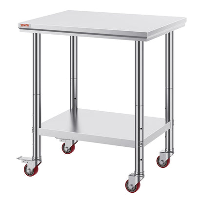 Stainless Steel Work Table with Wheels 24 x 30 Prep Table with casters Heavy Duty Work Table for Commercial Kitchen Restaurant Business (24 x 30 x 33.8 Inch) - Image 9