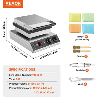 Mini Dutch Pancake Maker, 25PCS 43mm Diameter Dorayaki Baker Machine, 1700W Commercial Electric Poffertjes Grill, Non-stick Stainless Steel, Temp & Time Control, for Home Kitchen Restaurant - Image 7