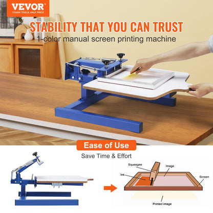 Screen Printing Machine, 1 Color 1 Station Silk Screen Printing Press, 21.2x17.7in / 54x45cm Screen Printing Press, Double-layer Positioning Pallet, Adjustable Tension for T-shirt DIY Printing - Image 2
