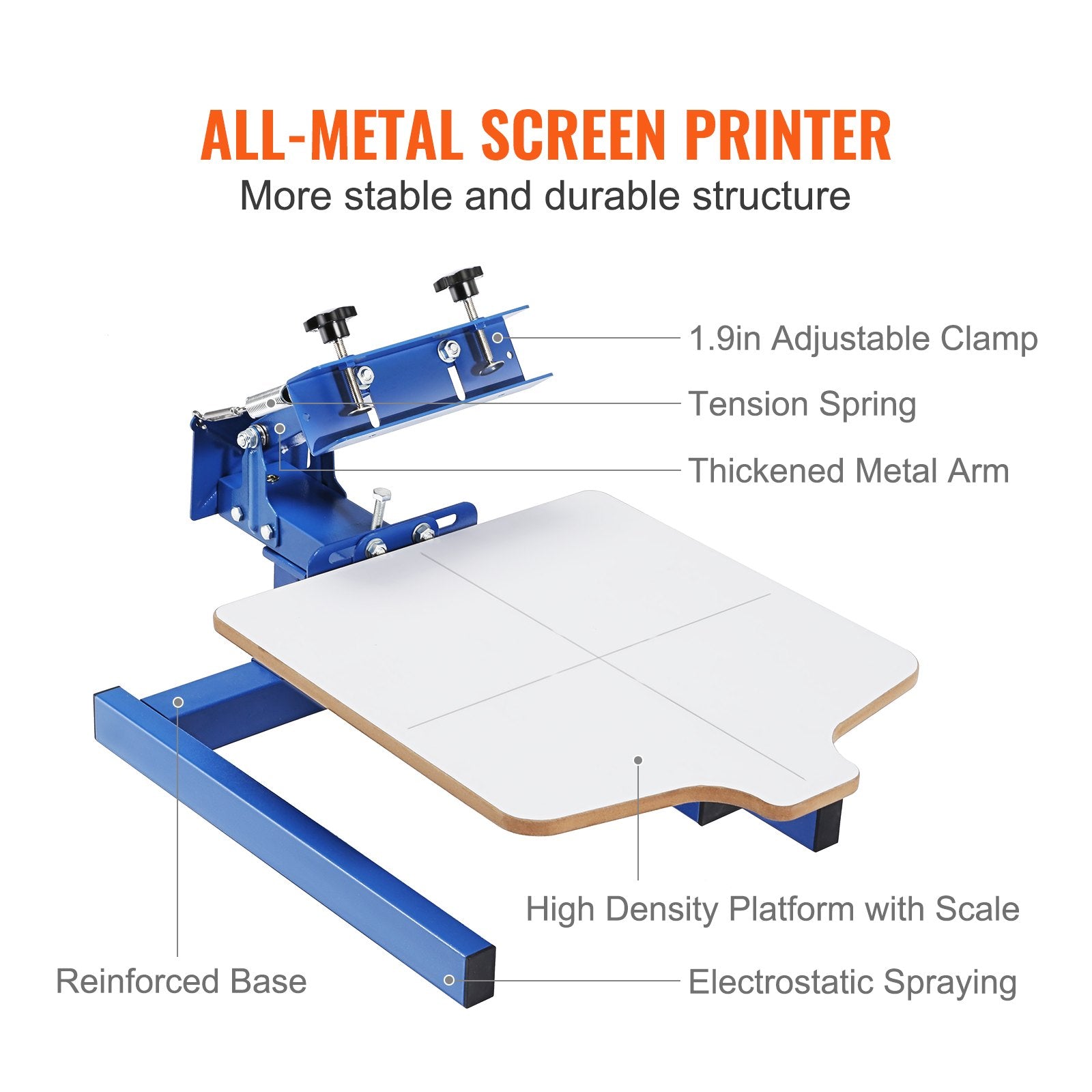 Screen Printing Machine, 1 Color 1 Station Silk Screen Printing Press, 21.2x17.7in / 54x45cm Screen Printing Press, Double-layer Positioning Pallet, Adjustable Tension for T-shirt DIY Printing - Image 5