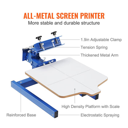 Screen Printing Machine, 1 Color 1 Station Silk Screen Printing Press, 21.2x17.7in / 54x45cm Screen Printing Press, Double-layer Positioning Pallet, Adjustable Tension for T-shirt DIY Printing - Image 5