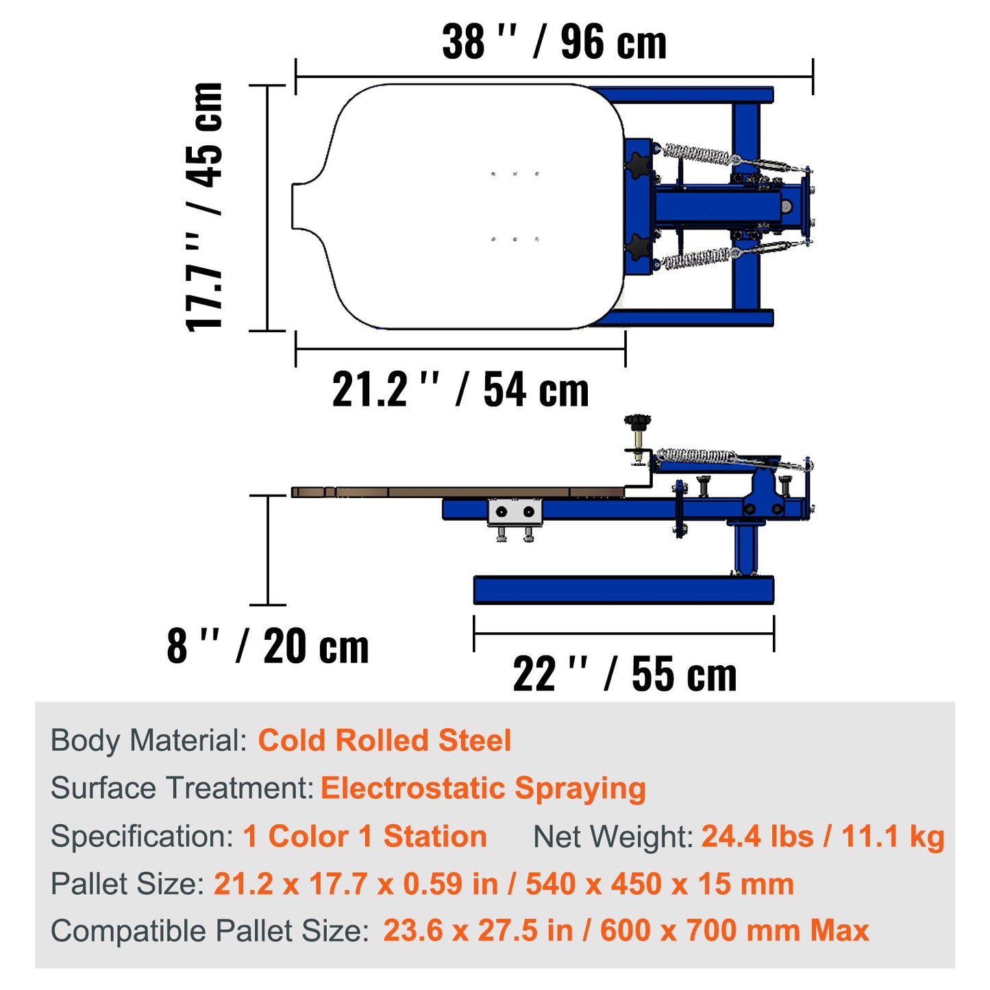 Screen Printing Machine, 1 Color 1 Station Silk Screen Printing Press, 21.2x17.7in / 54x45cm Screen Printing Press, Double-layer Positioning Pallet, Adjustable Tension for T-shirt DIY Printing - Image 7