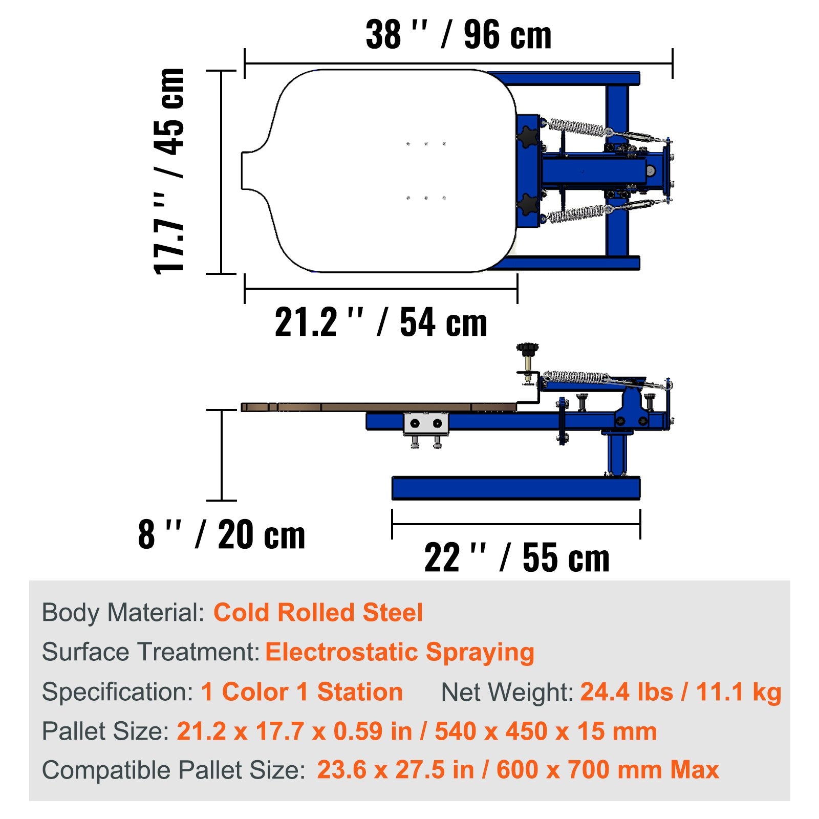 Screen Printing Machine, 1 Color 1 Station Silk Screen Printing Press, 21.2x17.7in / 54x45cm Screen Printing Press, Double-layer Positioning Pallet, Adjustable Tension for T-shirt DIY Printing - Image 7