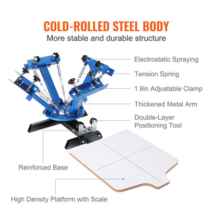 4 Color 1 Station Silk Screening Screenprint Press Screen Printing Machine - Image 5