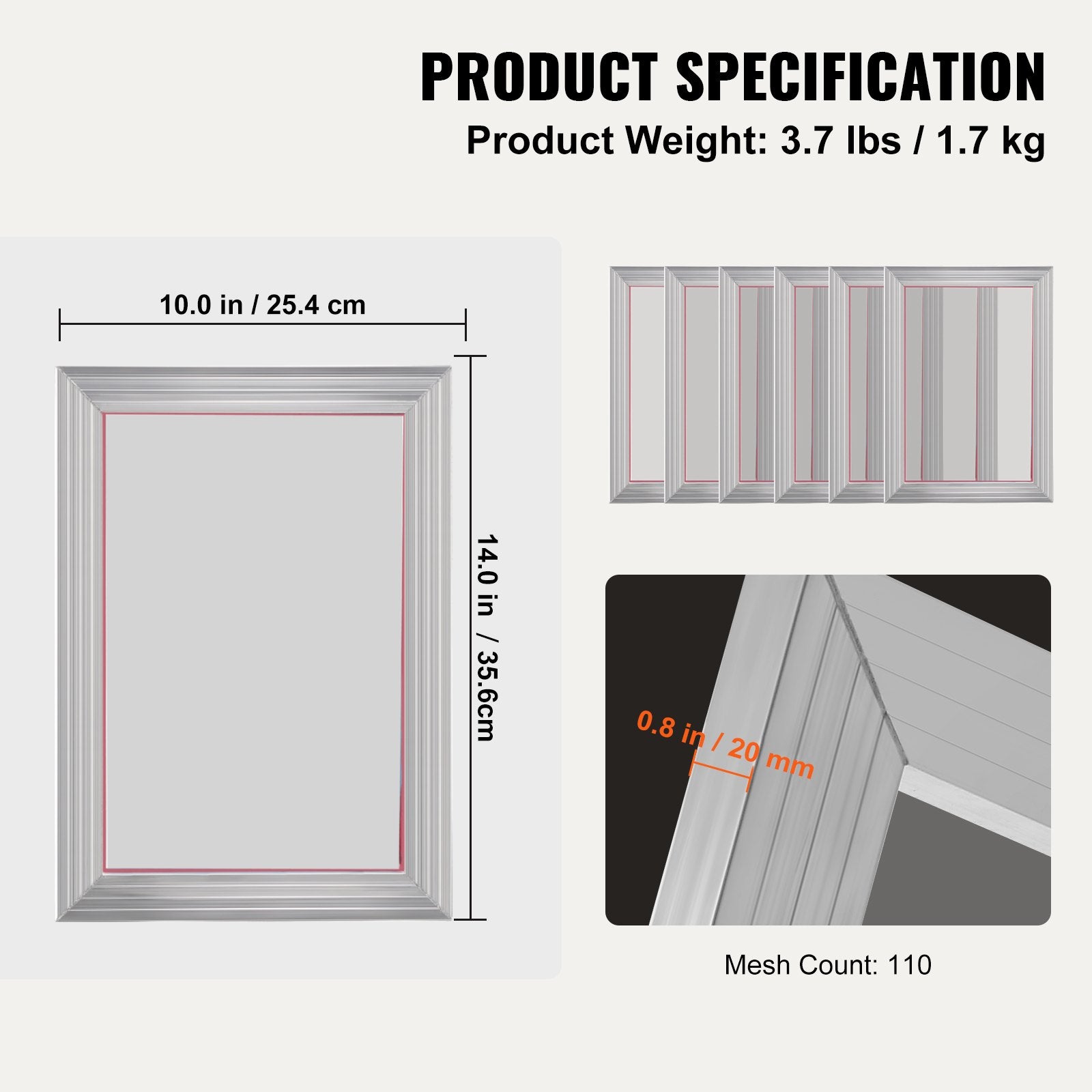 Screen Printing Kit, 6 Pieces Aluminum Silk Screen Printing Frames, 25.4 x 35.6 cm Silk Screen Printing Frame with 110 Count Mesh, High Tension Nylon Mesh and Sealing Tape for T-shirts DIY - Image 7