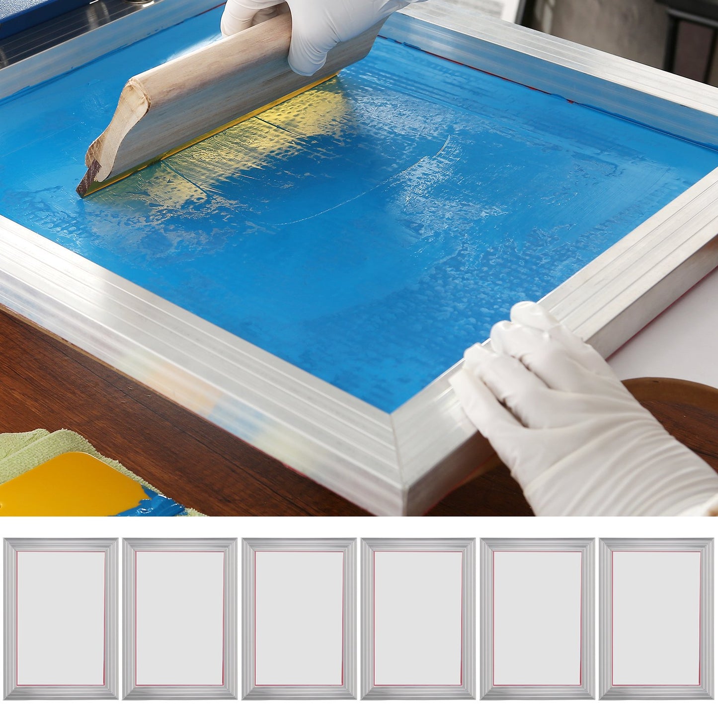 Screen Printing Kit, 6 Pieces Aluminum Silk Screen Printing Frames, 25.4 x 35.6 cm Silk Screen Printing Frame with 156 Count Mesh, High Tension Nylon Mesh and Sealing Tape for T-shirts DIY - Image 8