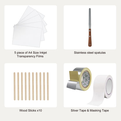Screen Printing Kit, 2 Pieces Aluminum Silk Screen Printing Frames20.3 x 25.4/25.4 x 35.6cm 110 Count Mesh, 2 Tapes and Screen Printing Squeegees and Transparency Films for T-shirts DIY - Image 5