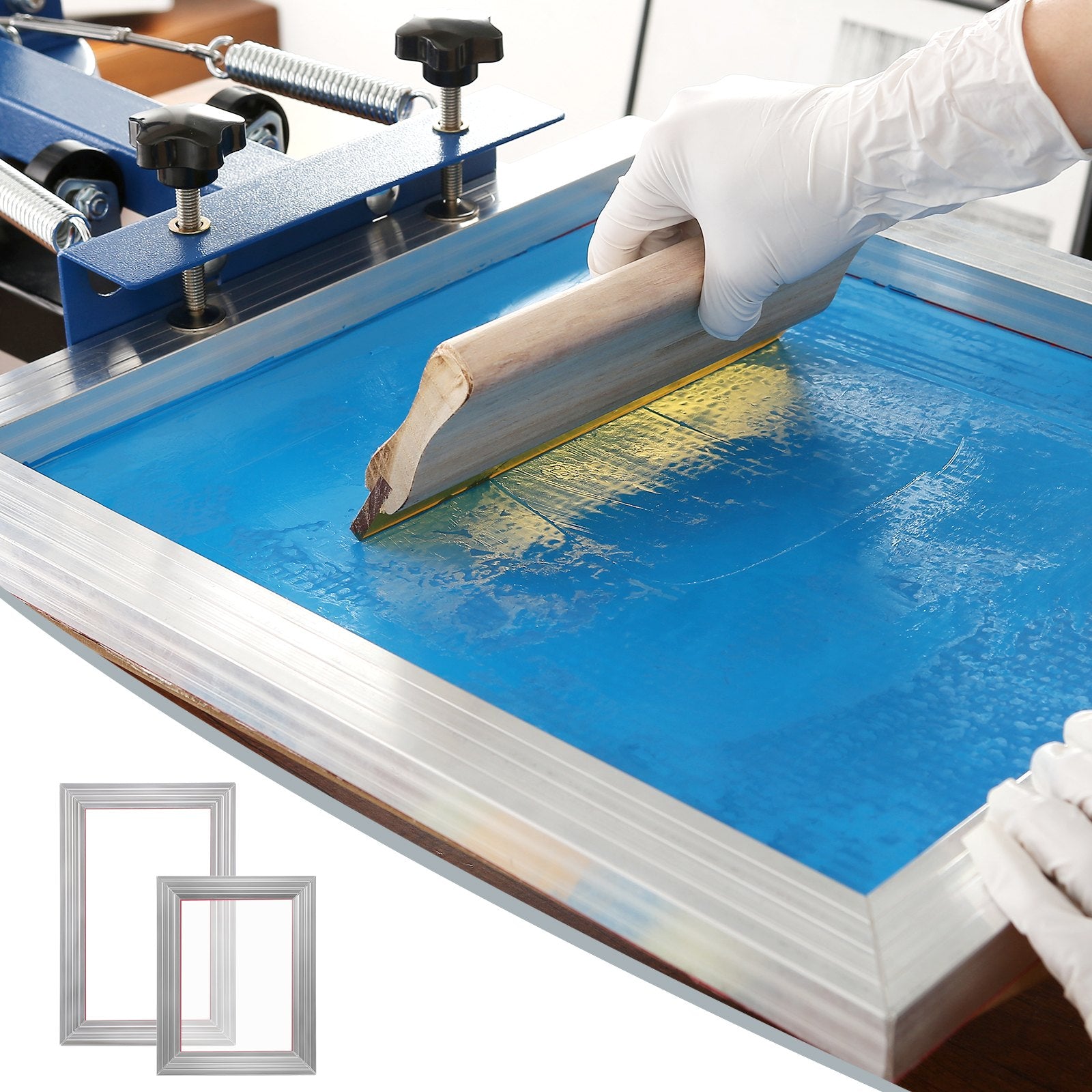 Screen Printing Kit, 2 Pieces Aluminum Silk Screen Printing Frames20.3 x 25.4/25.4 x 35.6cm 110 Count Mesh, 2 Tapes and Screen Printing Squeegees and Transparency Films for T-shirts DIY - Image 8