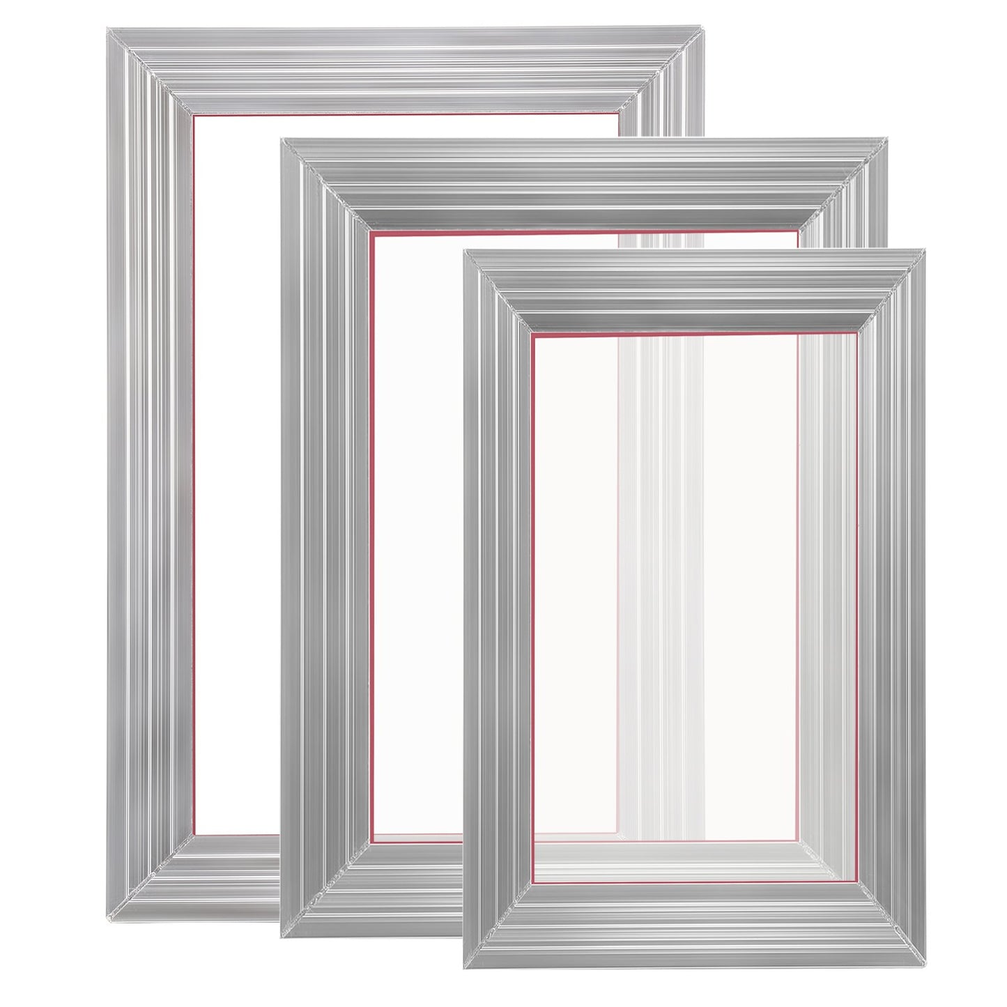 Screen Printing Kit, 3 Pieces Aluminum Silk Screen Printing Frames 25x36/20x30/15x25 cm 110 Count Mesh, 5 Glitters and Screen Printing Squeegees and Transparency Films for T-shirts DIY