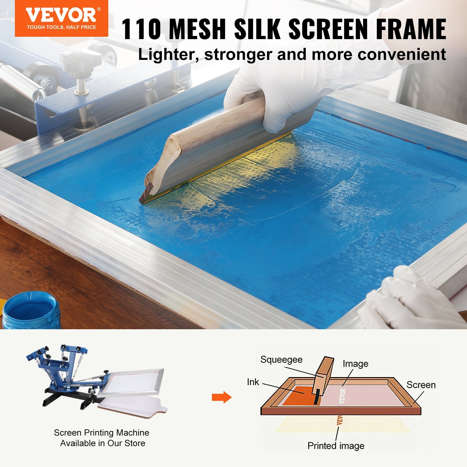 Screen Printing Kit, 3 Pieces Aluminum Silk Screen Printing Frames 25x36/20x30/15x25 cm 110 Count Mesh, 5 Glitters and Screen Printing Squeegees and Transparency Films for T-shirts DIY - Image 2