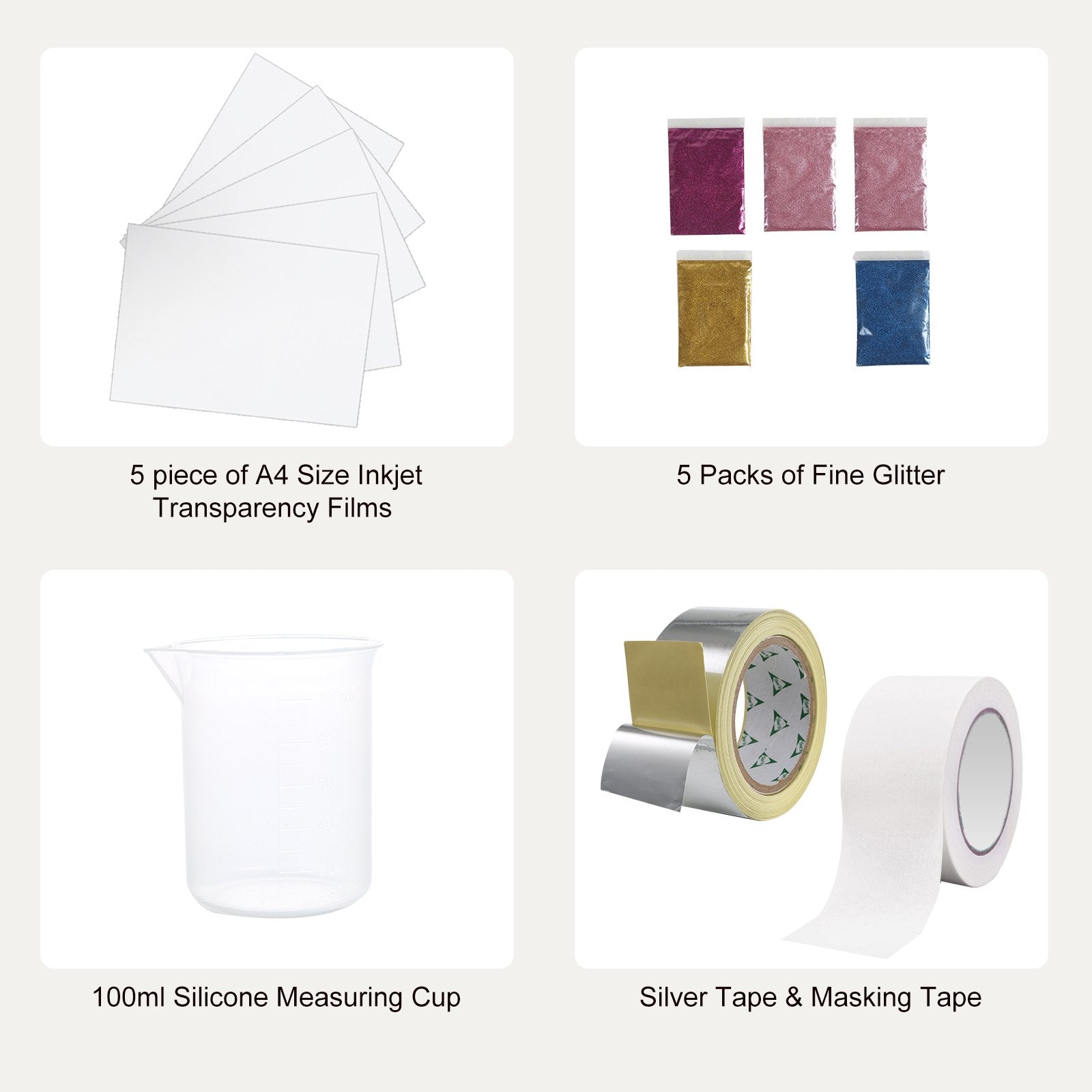 Screen Printing Kit, 3 Pieces Aluminum Silk Screen Printing Frames 25x36/20x30/15x25 cm 110 Count Mesh, 5 Glitters and Screen Printing Squeegees and Transparency Films for T-shirts DIY - Image 5