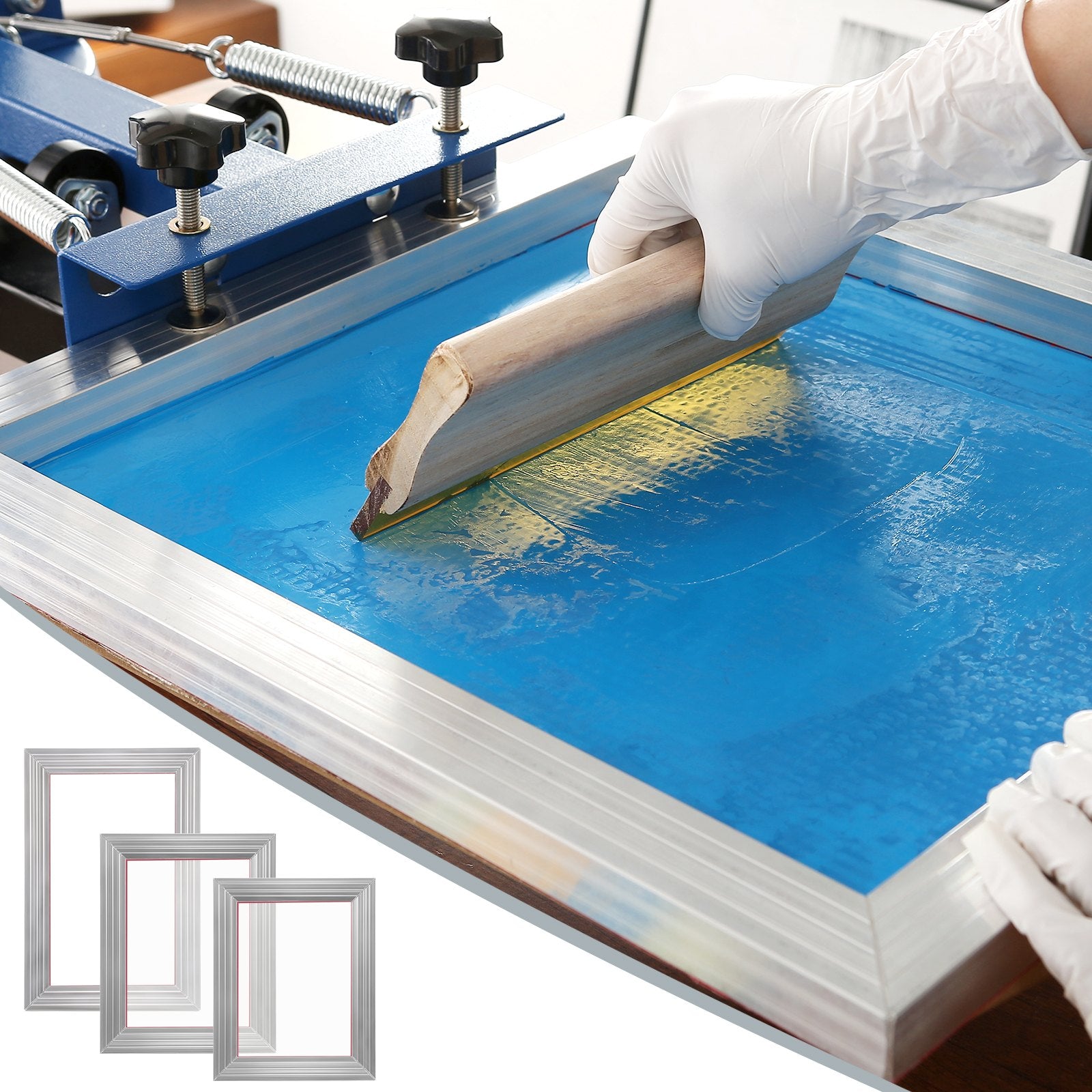 Screen Printing Kit, 3 Pieces Aluminum Silk Screen Printing Frames 25x36/20x30/15x25 cm 110 Count Mesh, 5 Glitters and Screen Printing Squeegees and Transparency Films for T-shirts DIY - Image 8