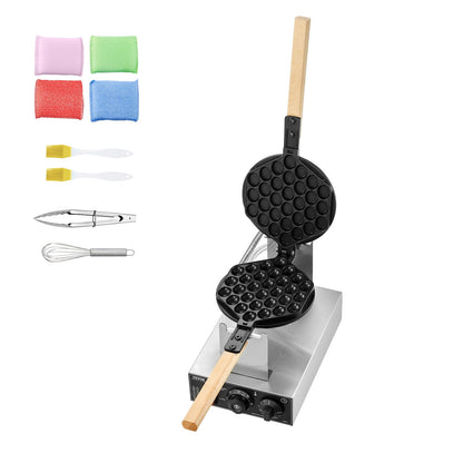 Commercial Bubble Waffle Maker, 1400W Egg Pancake Baker Machine, Non-Stick Stainless Steel Egg Bubble Puff, 180° Rotatable, Temp and Time Control, Wooden Handle, for Restaurant Bakery Snack Bar - Image 9